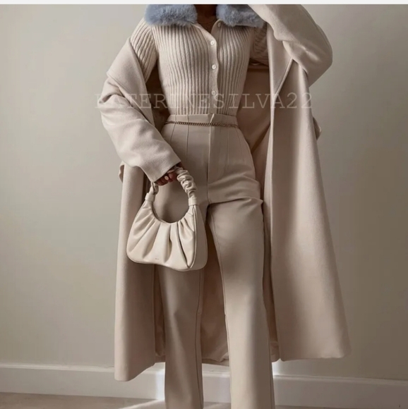 Zara * faux fur knit cardigan Cream Blue - Picture 6 of 15